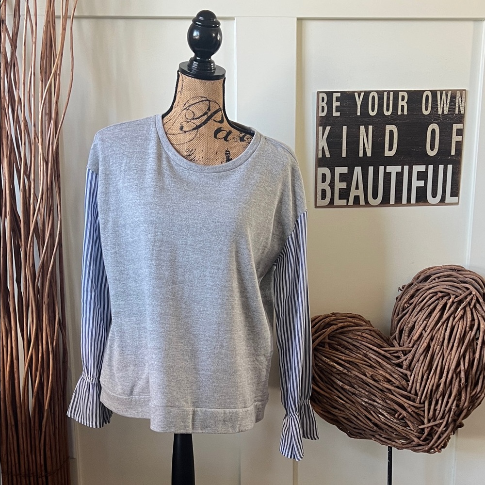 Striped Sleeve Women's Sweatshirt